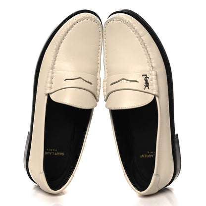 Saint Laurent Calfskin Penny Loafers 38.5 Pearl 2 of 11
