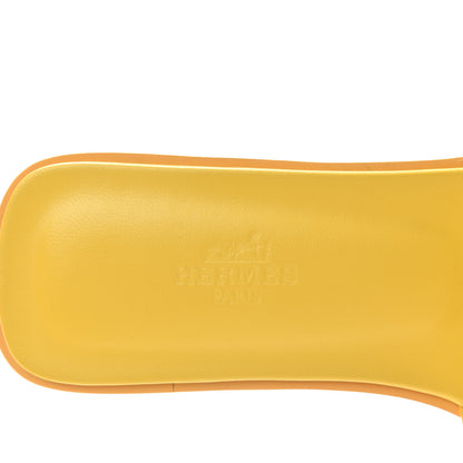 Hermes Calfskin Oran Sandals 37.5 Jaune Citron 8 of 10
