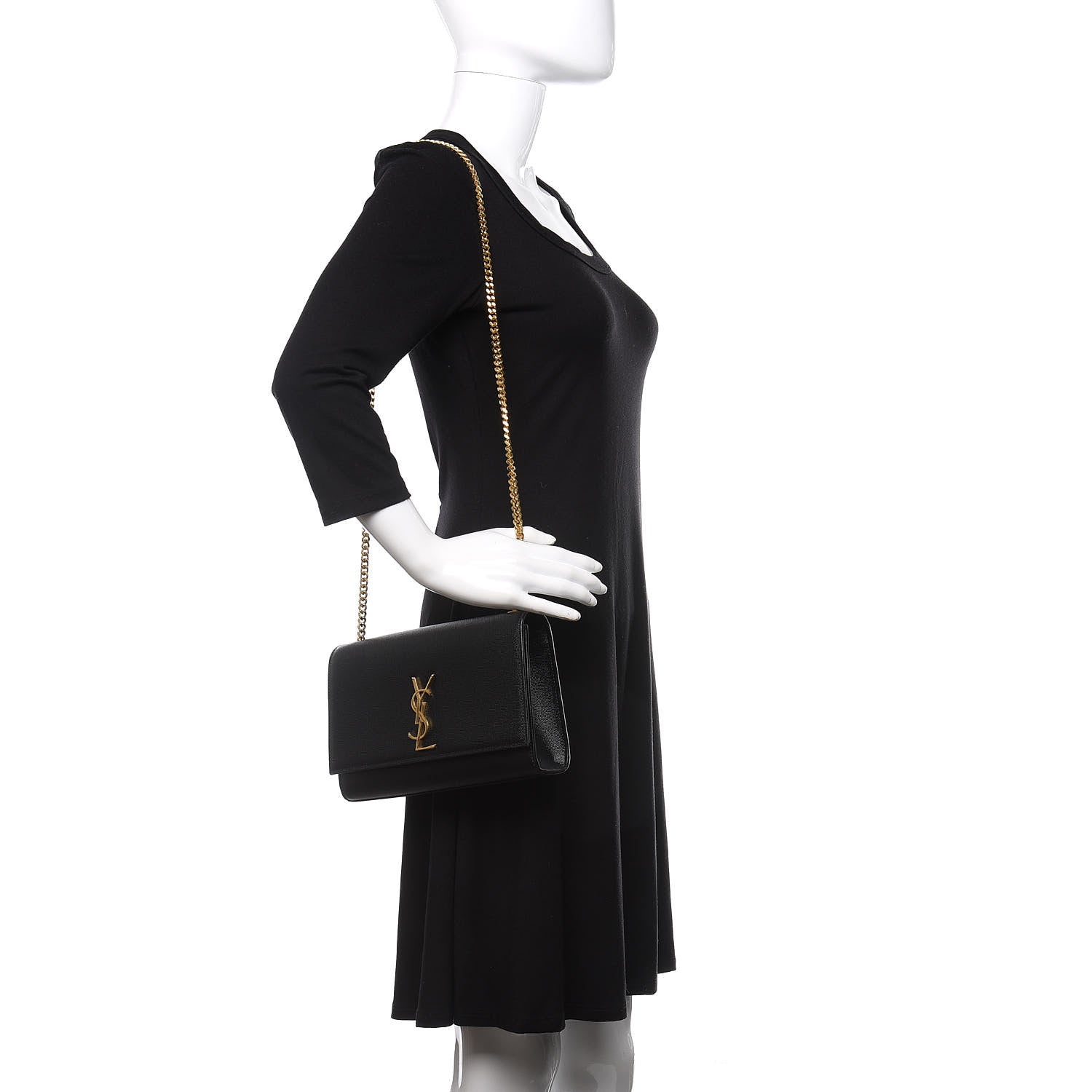 Saint Laurent Grain De Poudre Medium Classic Monogram Kate Satchel Black 2 of 12