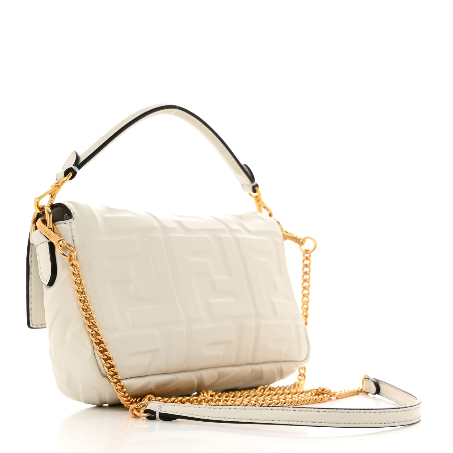Nappa FF 1974 Embossed Mini Baguette White