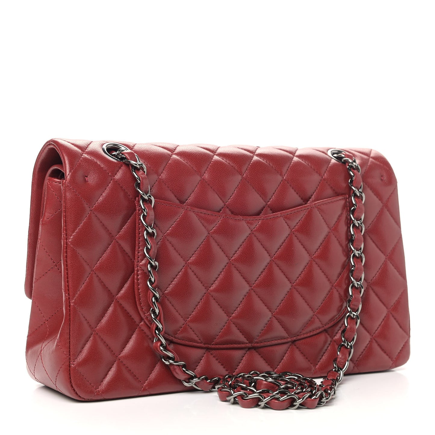 Lambskin Quilted Medium Double Flap Red