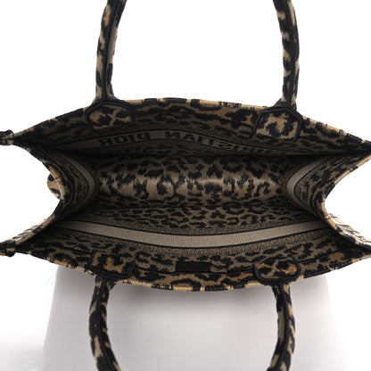 Christian Dior Canvas Mizza Embroidered Medium Leopard Book Tote Beige 5 of 10