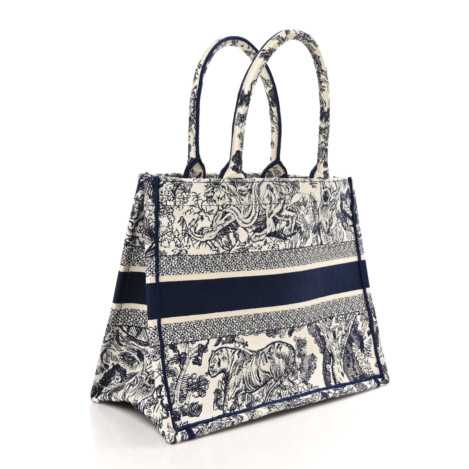 Christian Dior Canvas Embroidered Medium Dioriviera Toile De Jouy Book Tote Blue 3 of 10