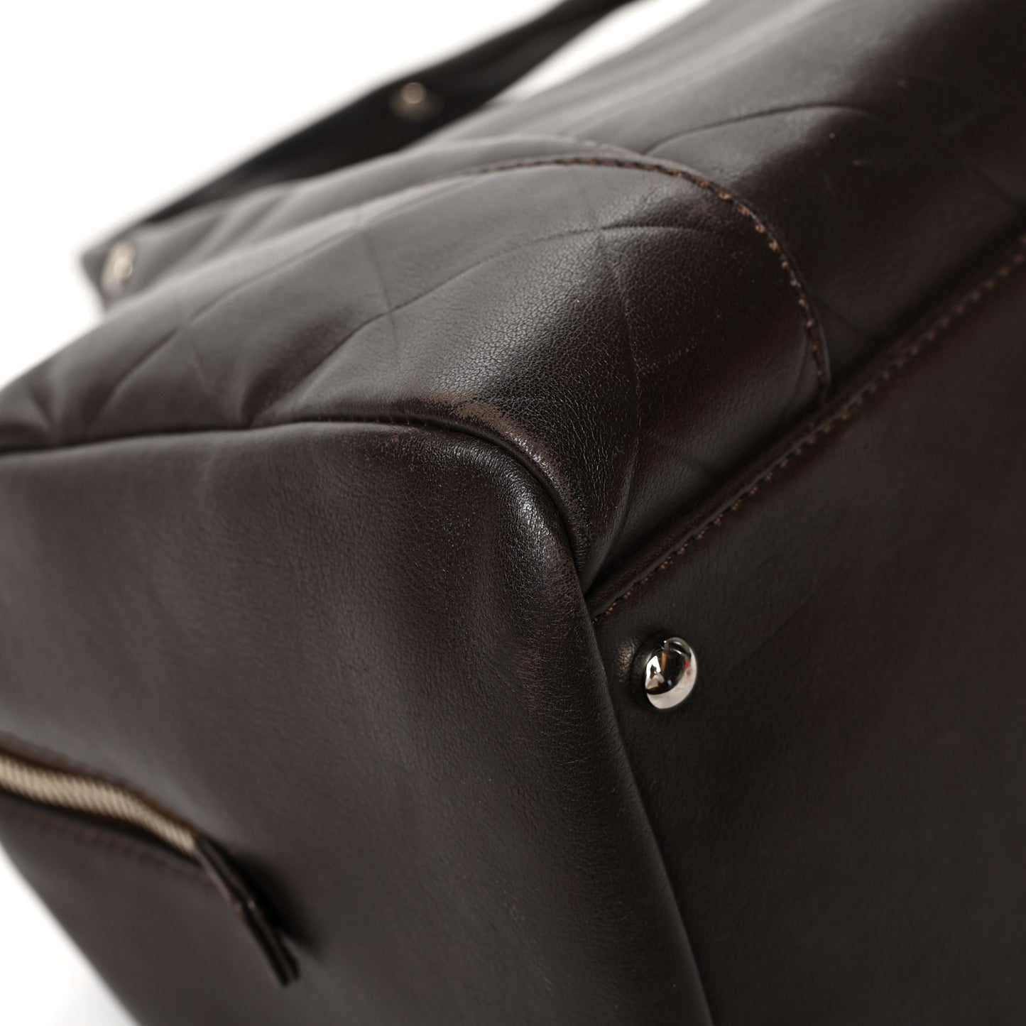 Calfskin Chevron CC All Day Long Boston Brown