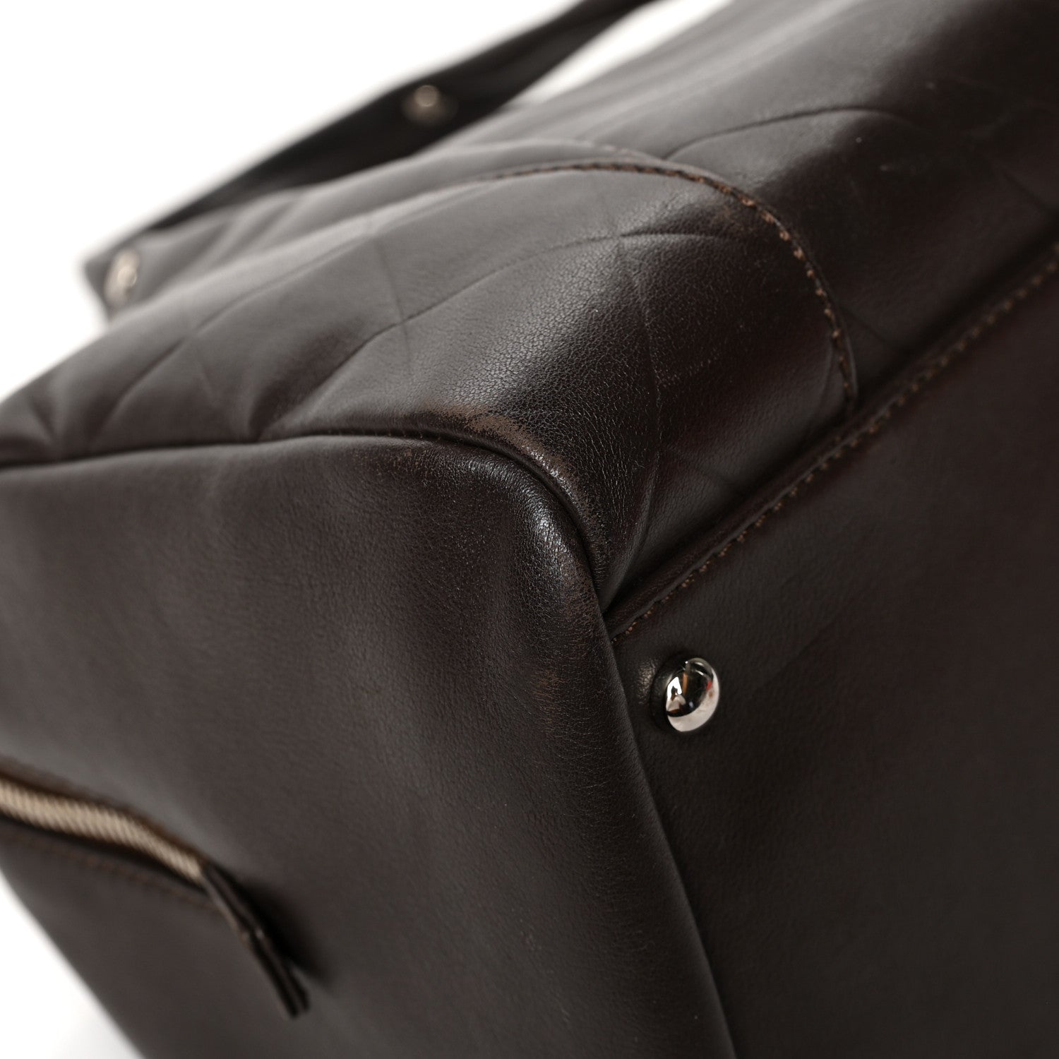 Chanel Calfskin Chevron CC All Day Long Boston Brown 10 of 13
