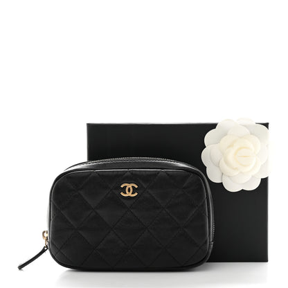 Chanel Lambskin Quilted Small Curvy Pouch Cosmetic Case Black 9 of 9
