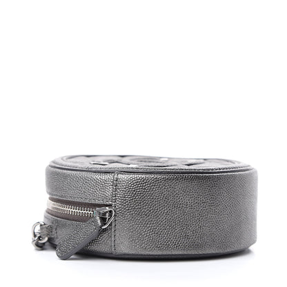 Chanel Metallic Caviar Quilted Round Filigree Crossbody Dark Silver 4 of 10