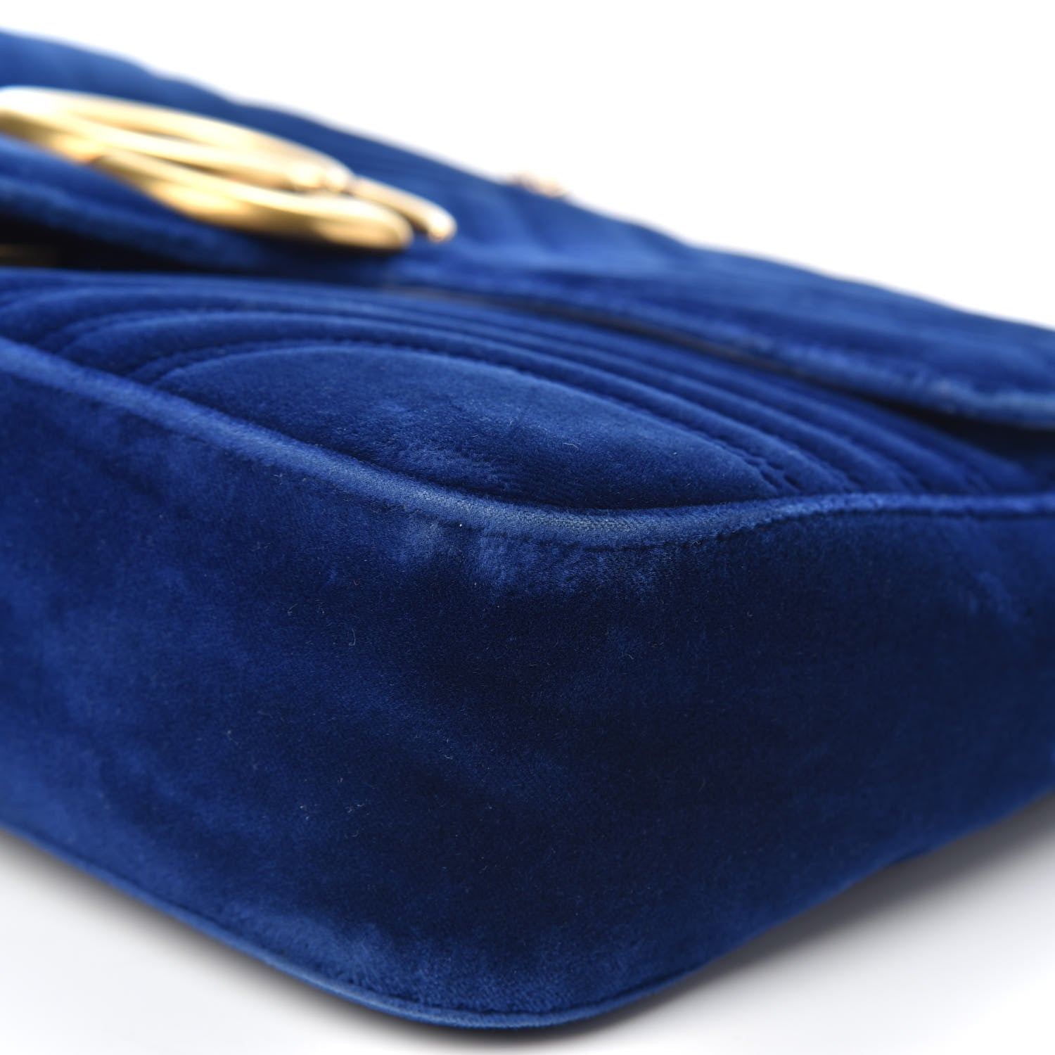 Gucci Velvet Matelasse Medium GG Marmont Shoulder Bag Cobalt Blue 9 of 16