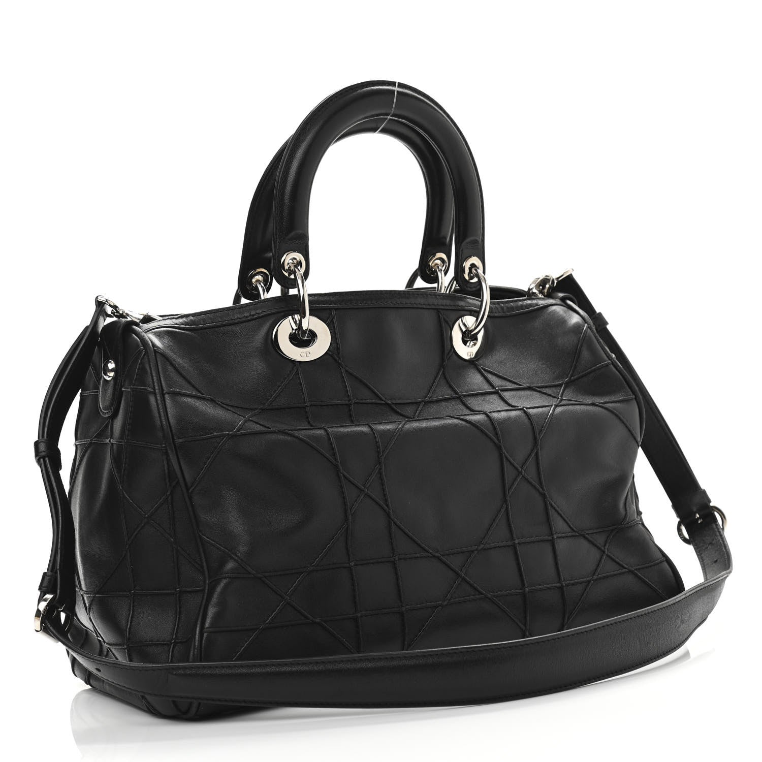 Christian Dior Lambskin Cannage Granville Polochon Black 2 of 11
