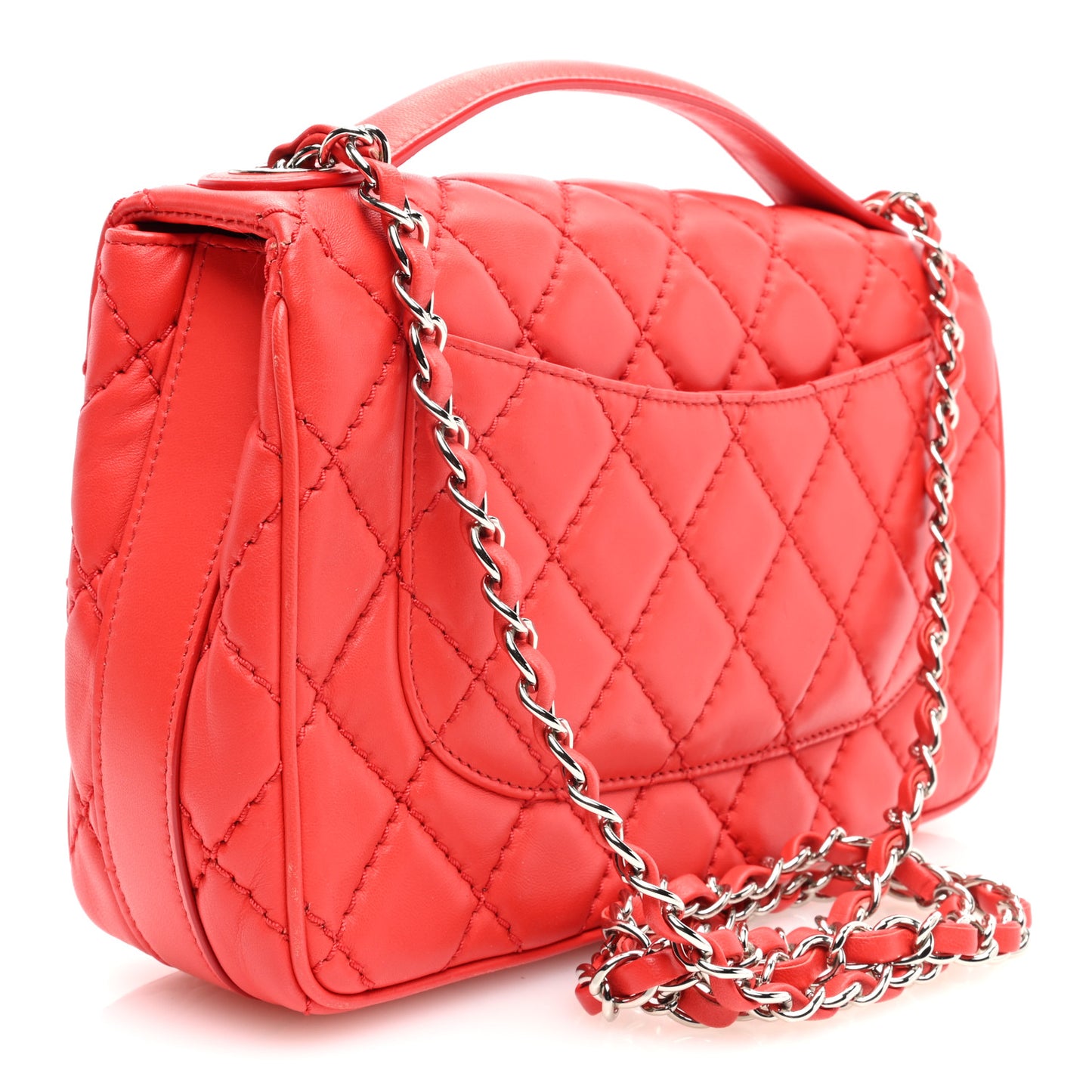 Lambskin Quilted Medium Easy Carry Flap Red