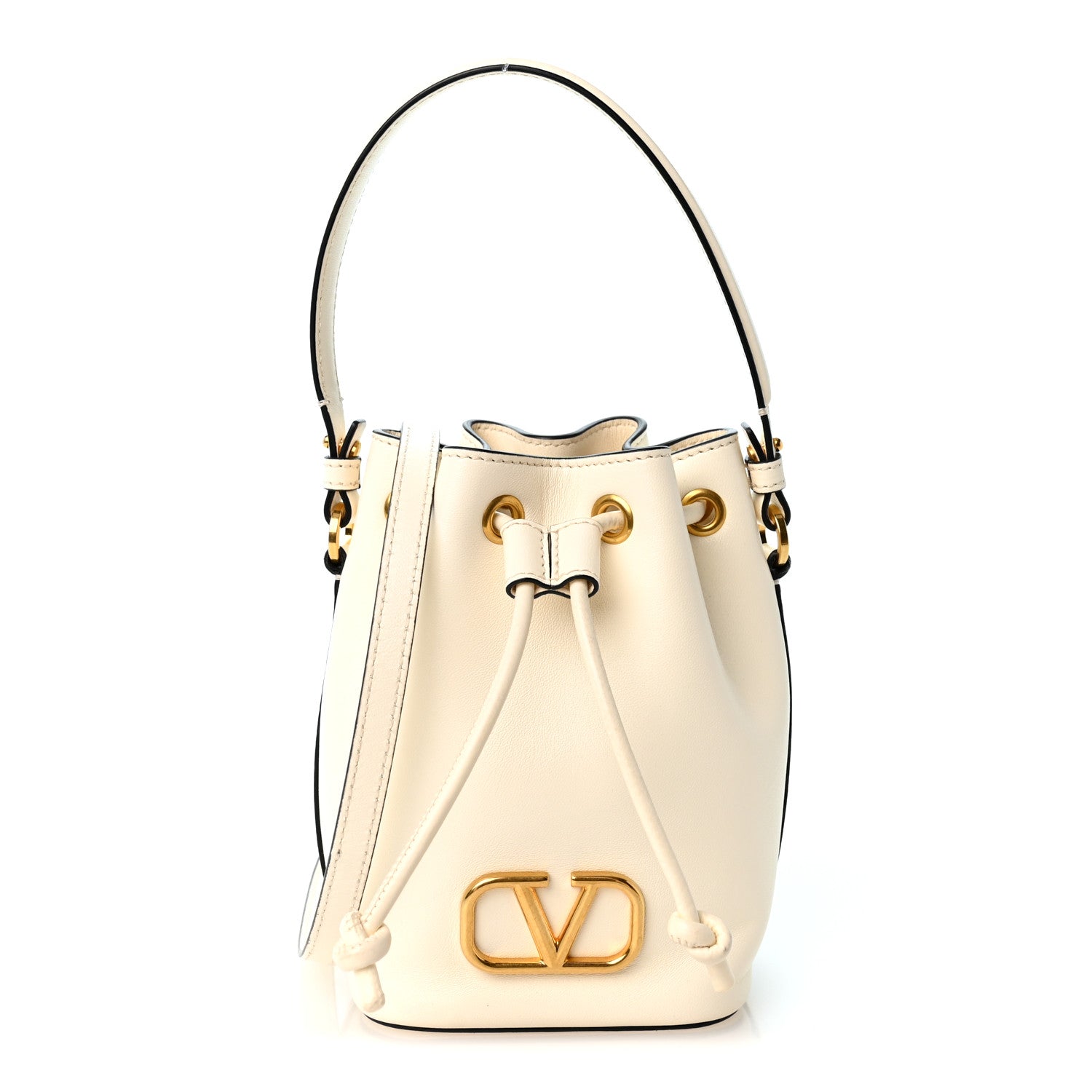 Valentino Garavani Nappa Mini VLogo Signature Bucket Bag Light Ivory 1 of 9