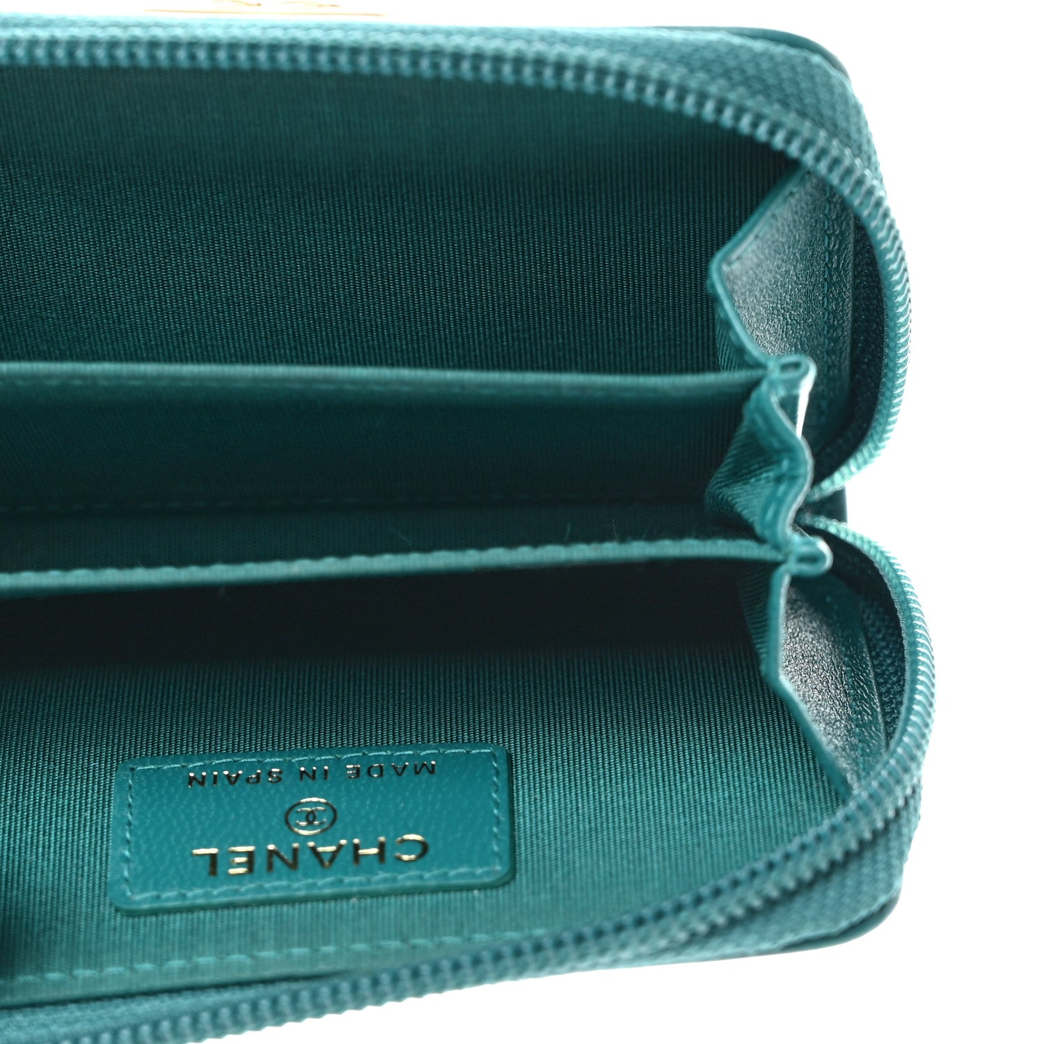 Chanel Caviar Quilted Boy Zip Around Coin Purse Wallet Dark Turquoise 5 of 8