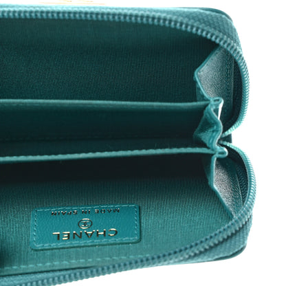 Chanel Caviar Quilted Boy Zip Around Coin Purse Wallet Dark Turquoise 5 of 8