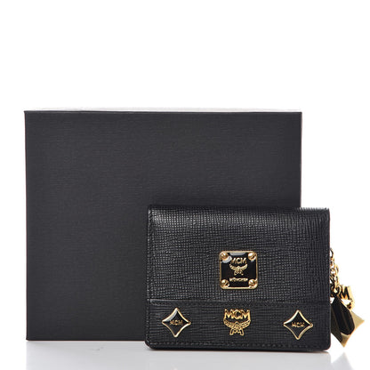MCM Calfskin Embellished Card Holder Black 14 of 15
