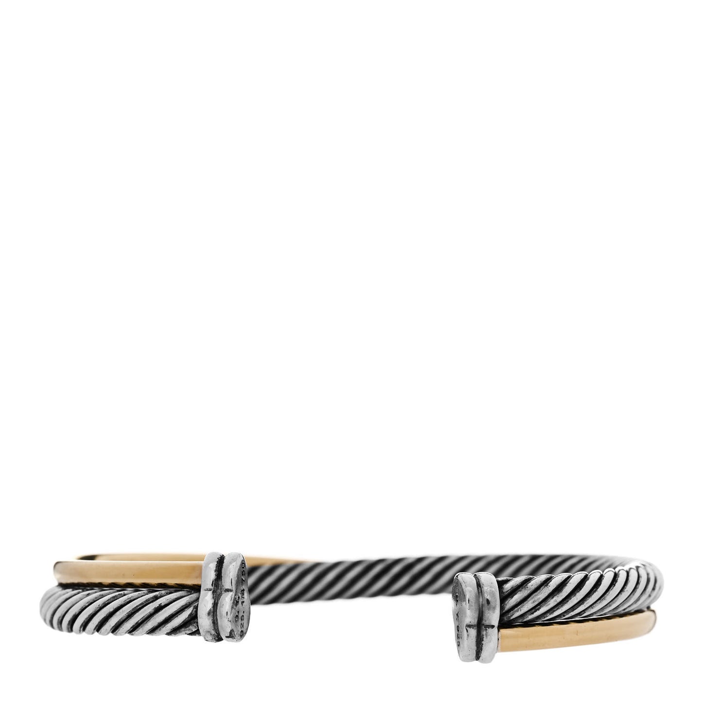 Sterling Silver 18K Yellow Gold 5mm Crossover Cuff Bracelet