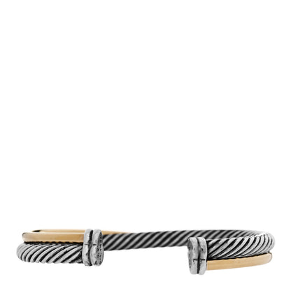 David Yurman Sterling Silver 18K Yellow Gold 5mm Crossover Cuff Bracelet 2 of 3