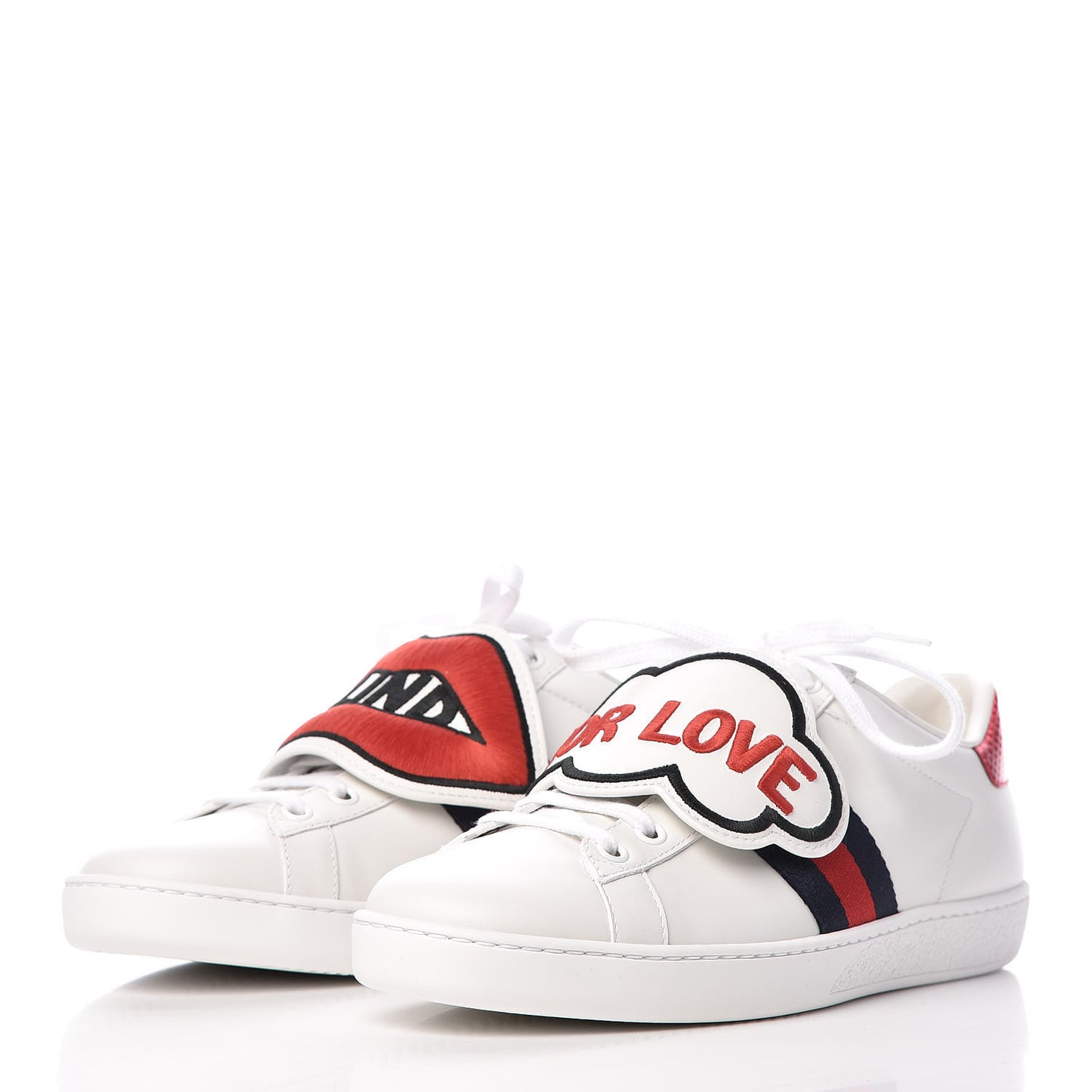 Calfskin Ayers Blind For Love Embroidered Womens Ace Sneakers 37.5 White