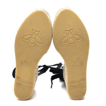 Gucci Nappa Matelasse GG Marmont Ankle Wrap Platform 35/120mm Espadrille Wedges 37.5 Black 5 of 9