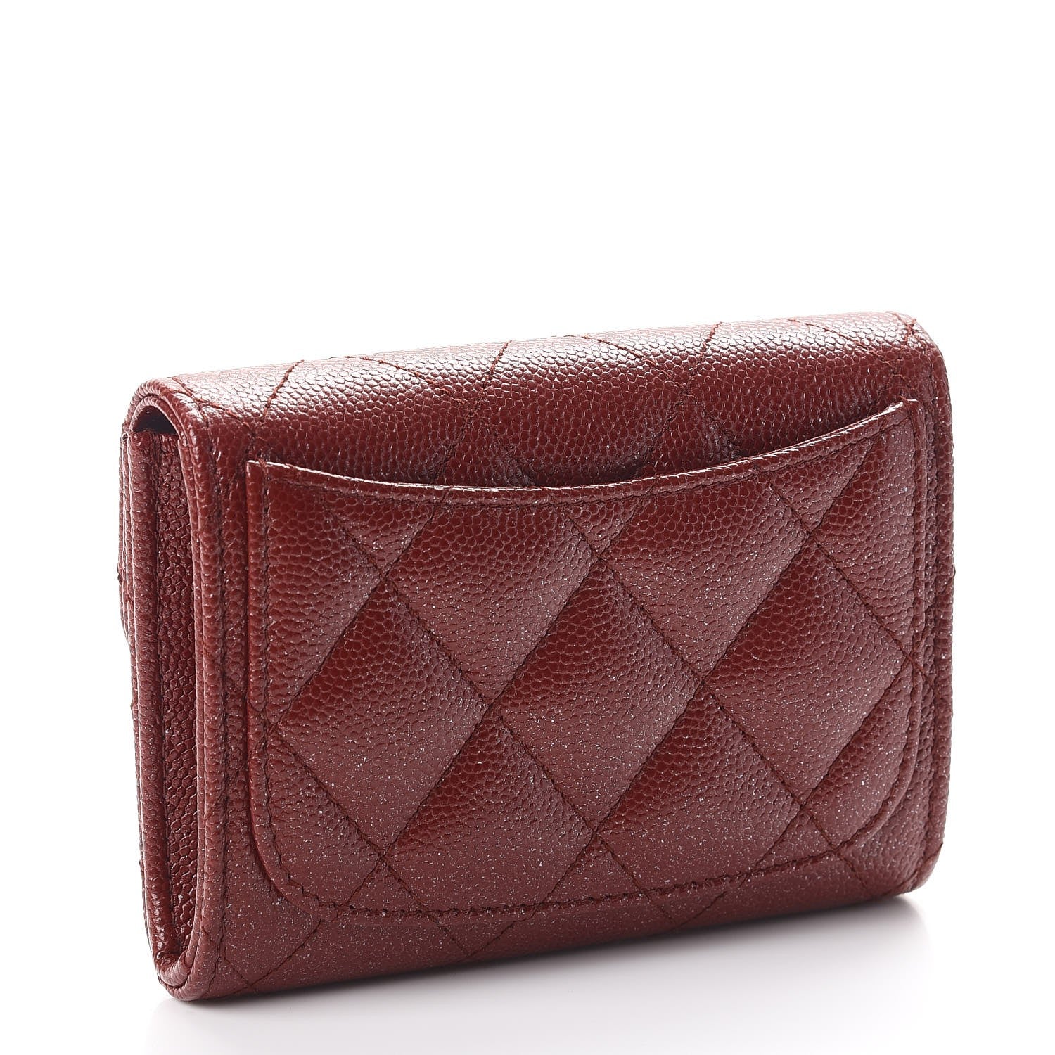 Chanel Iridescent Caviar Quilted Card Holder Burgundy 3 of 9