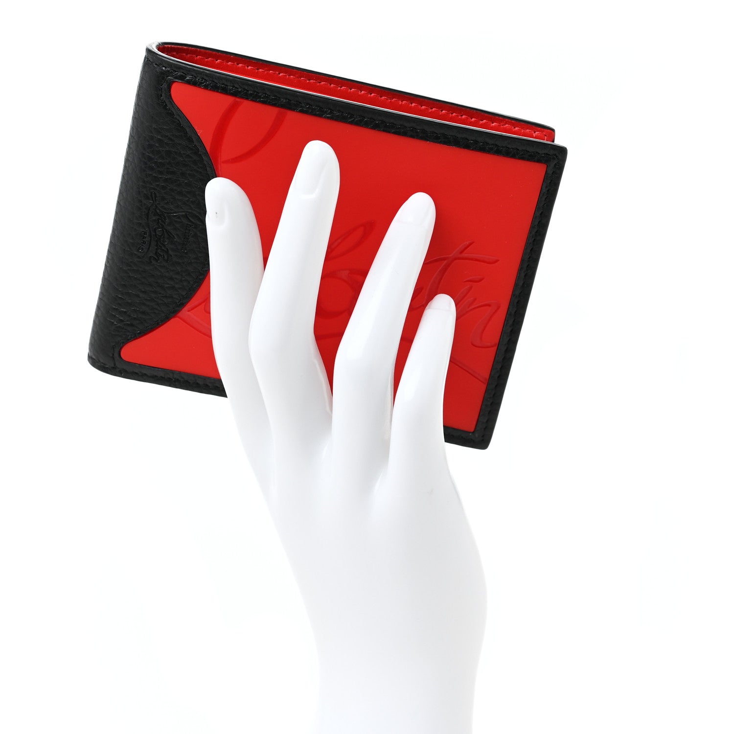 Christian Louboutin Calfskin Coolcard Two-Tone Wallet Black Red 2 of 8