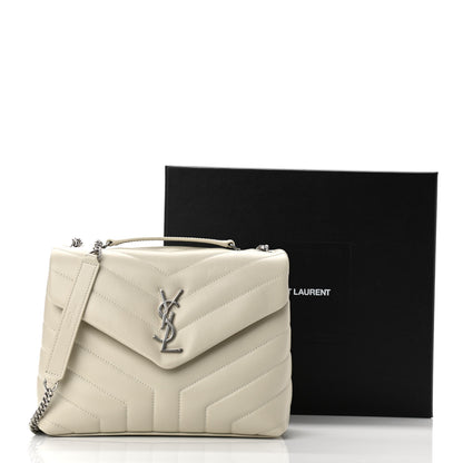 Saint Laurent Calfskin Y Quilted Monogram Small Loulou Chain Satchel Blanc Vintage 9 of 9