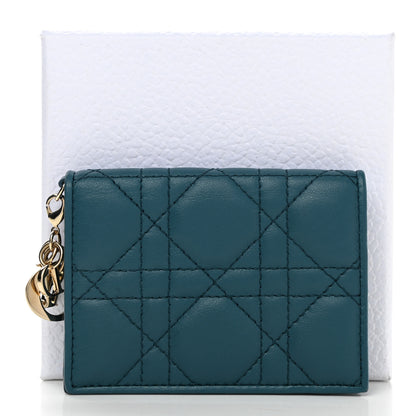 Christian Dior Lambskin Cannage Small Lady Dior Flap Card Holder Deep Ocean 9 of 9