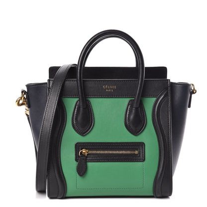 Celine Smooth Calfskin Nano Bi-Color Luggage Grass 1 of 11