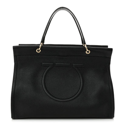 Salvatore Ferragamo Grained Calfskin Medium Meera Tote Black 1 of 12