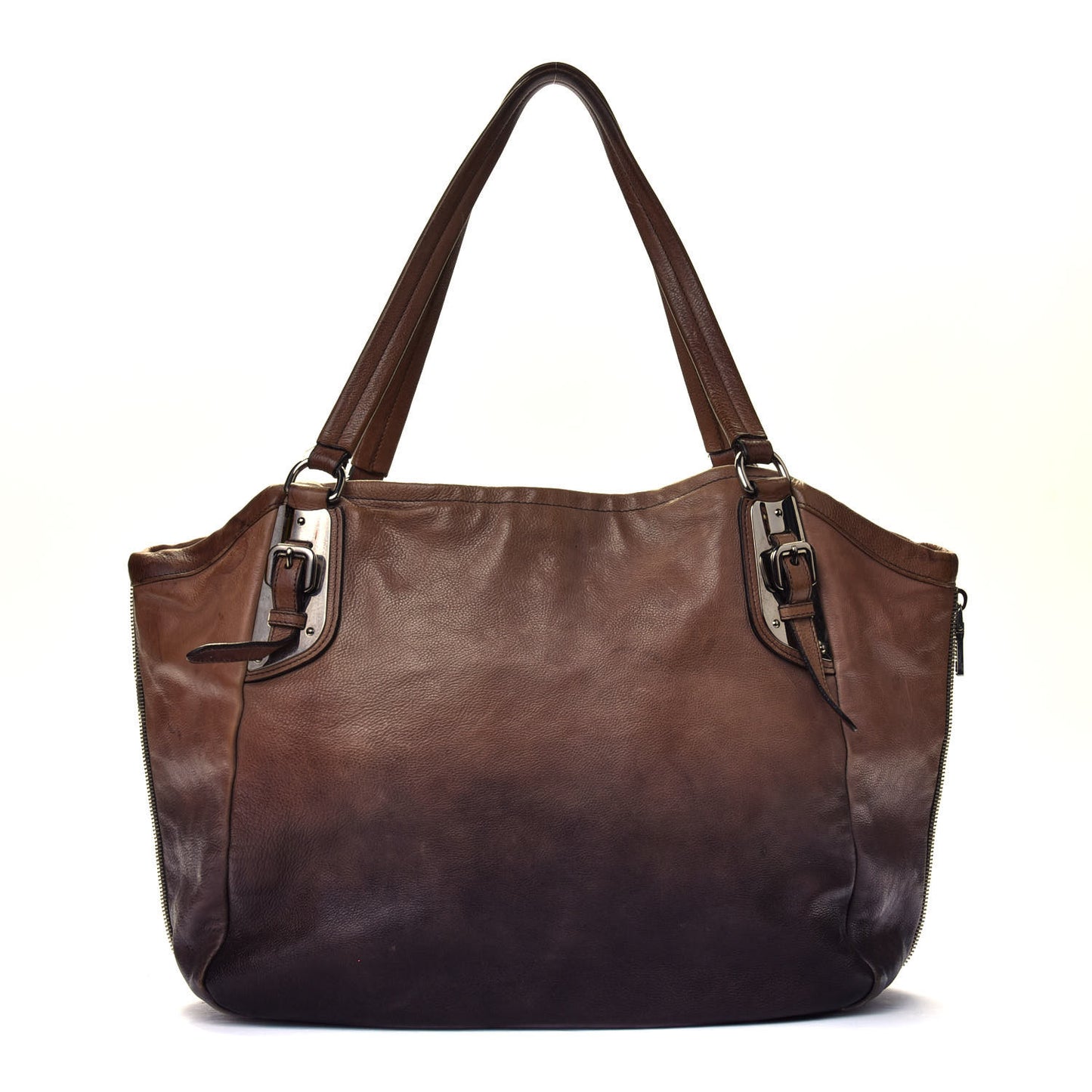 Glace Calfskin Ombre Shoulder Bag Argilla Sfumato