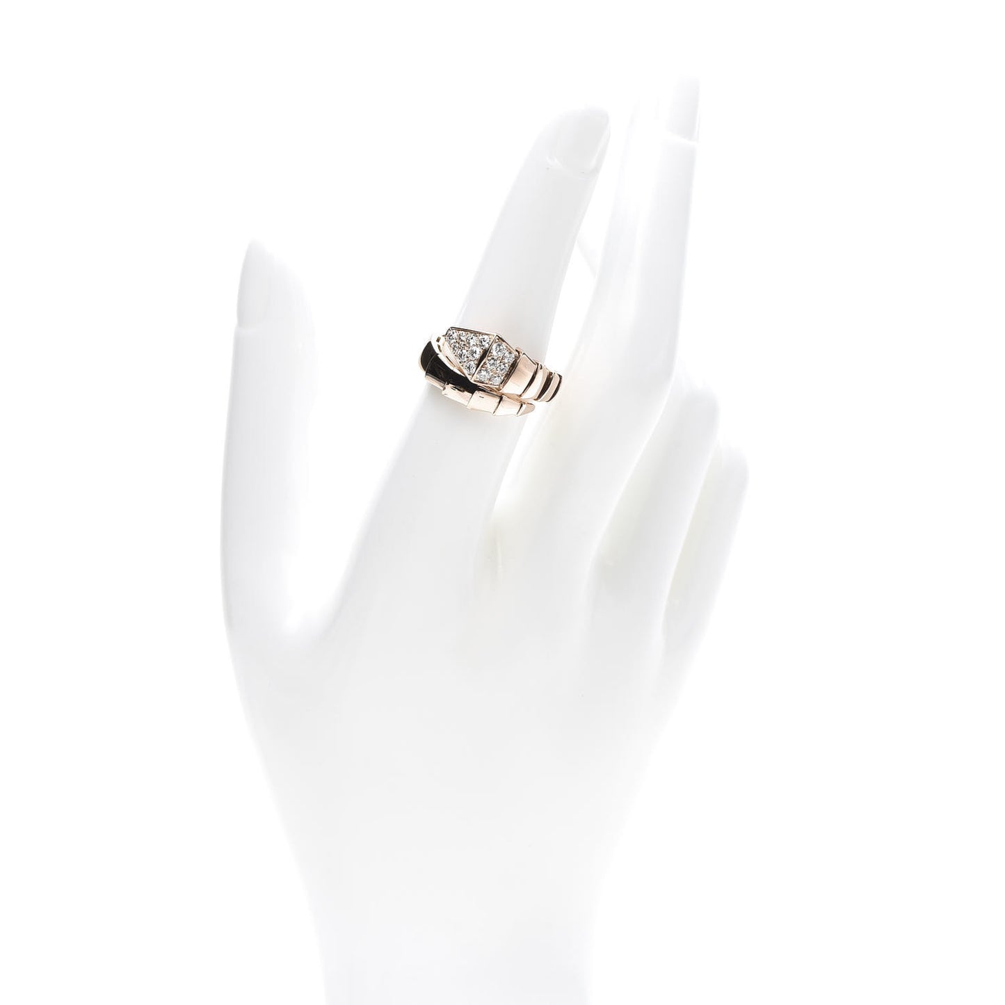 18K Rose Gold Diamond Serpenti Viper Ring L