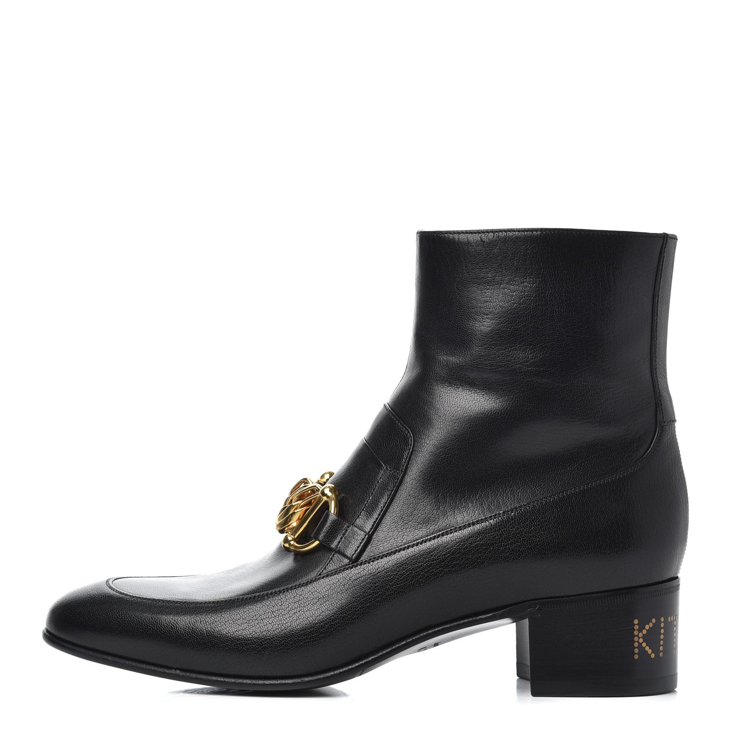 Goatskin Mens Kitten Chain Horsebit Ankle Boots 9 Black