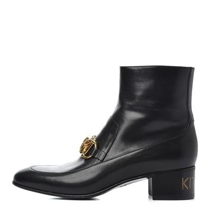 Gucci Goatskin Mens Kitten Chain Horsebit Ankle Boots 9 Black 1 of 10