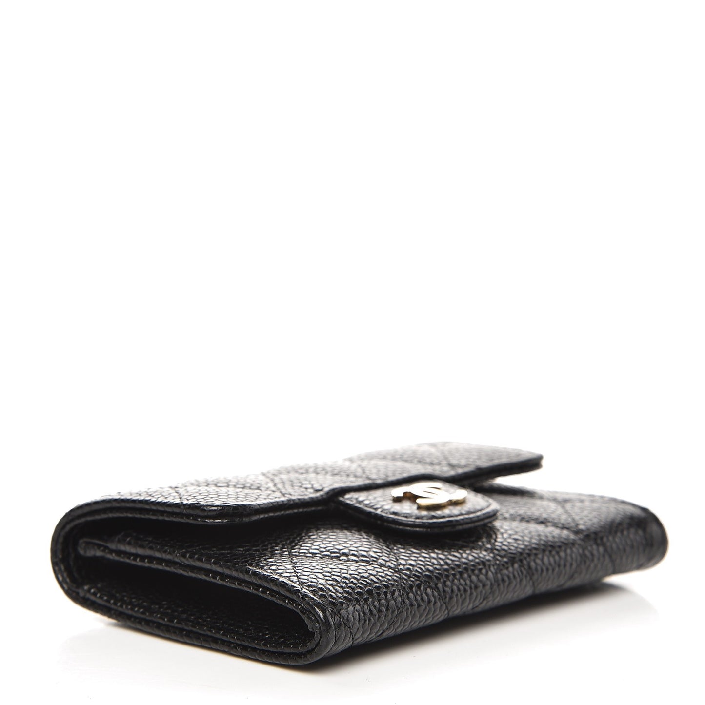 Caviar Quilted Flap Card Holder Black