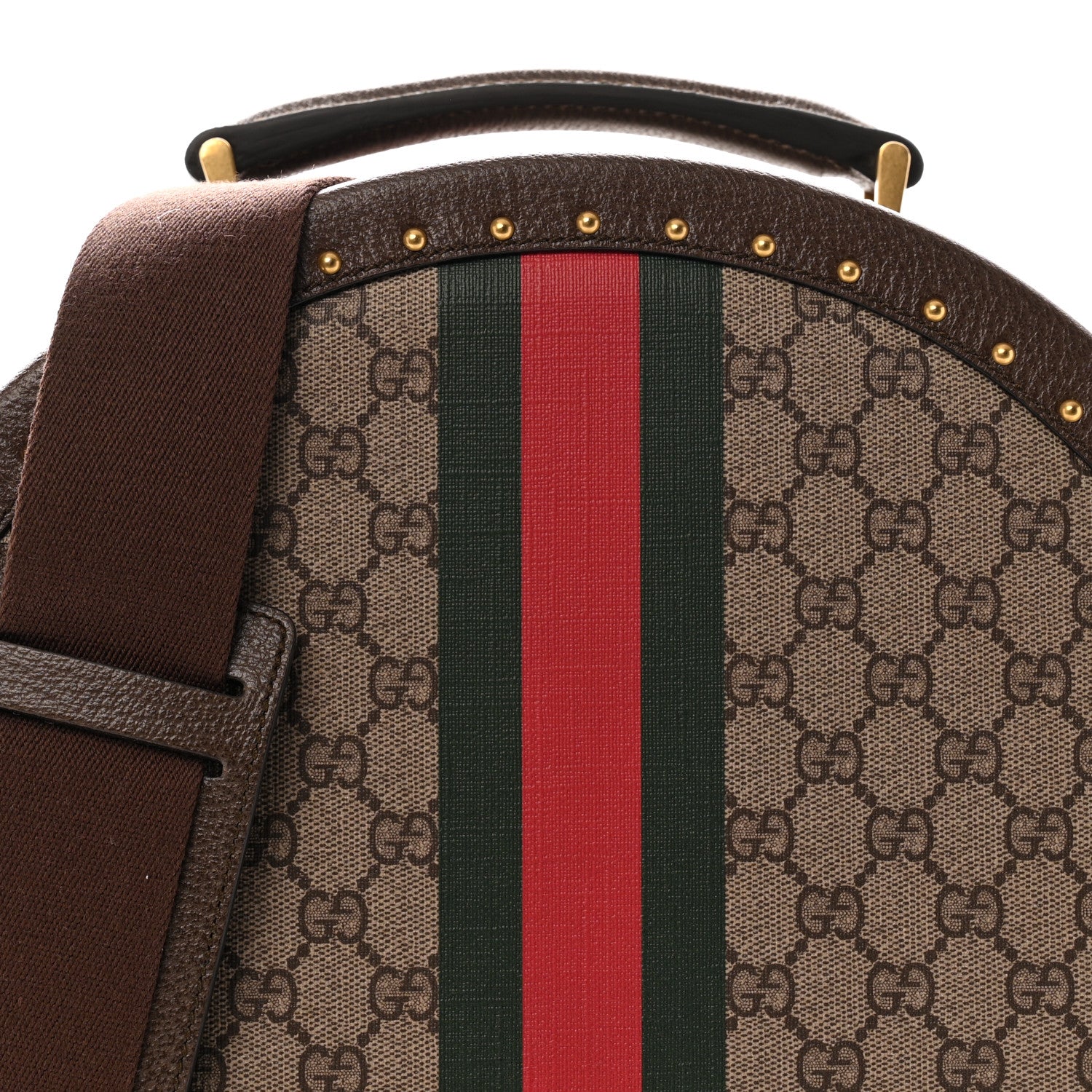 Gucci GG Supreme Monogram Textured Dollar Calfskin Web Savoy Hat Box Beige Ebony New Acero 6 of 12
