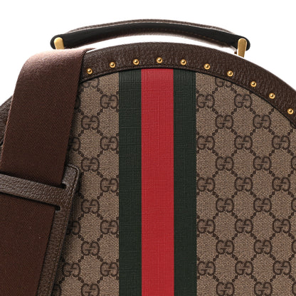 Gucci GG Supreme Monogram Textured Dollar Calfskin Web Savoy Hat Box Beige Ebony New Acero 6 of 12