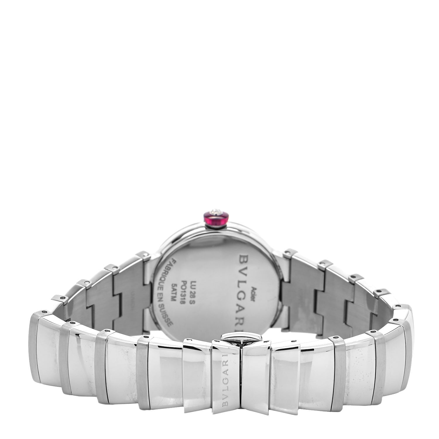Bulgari Stainless Steel Mother of Pearl Diamond 33mm LVCEA Quartz Watch 2 of 4