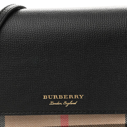Burberry Grained Calfskin House Check Tartan Mix Hampshire Wallet On Chain Black 7 of 9