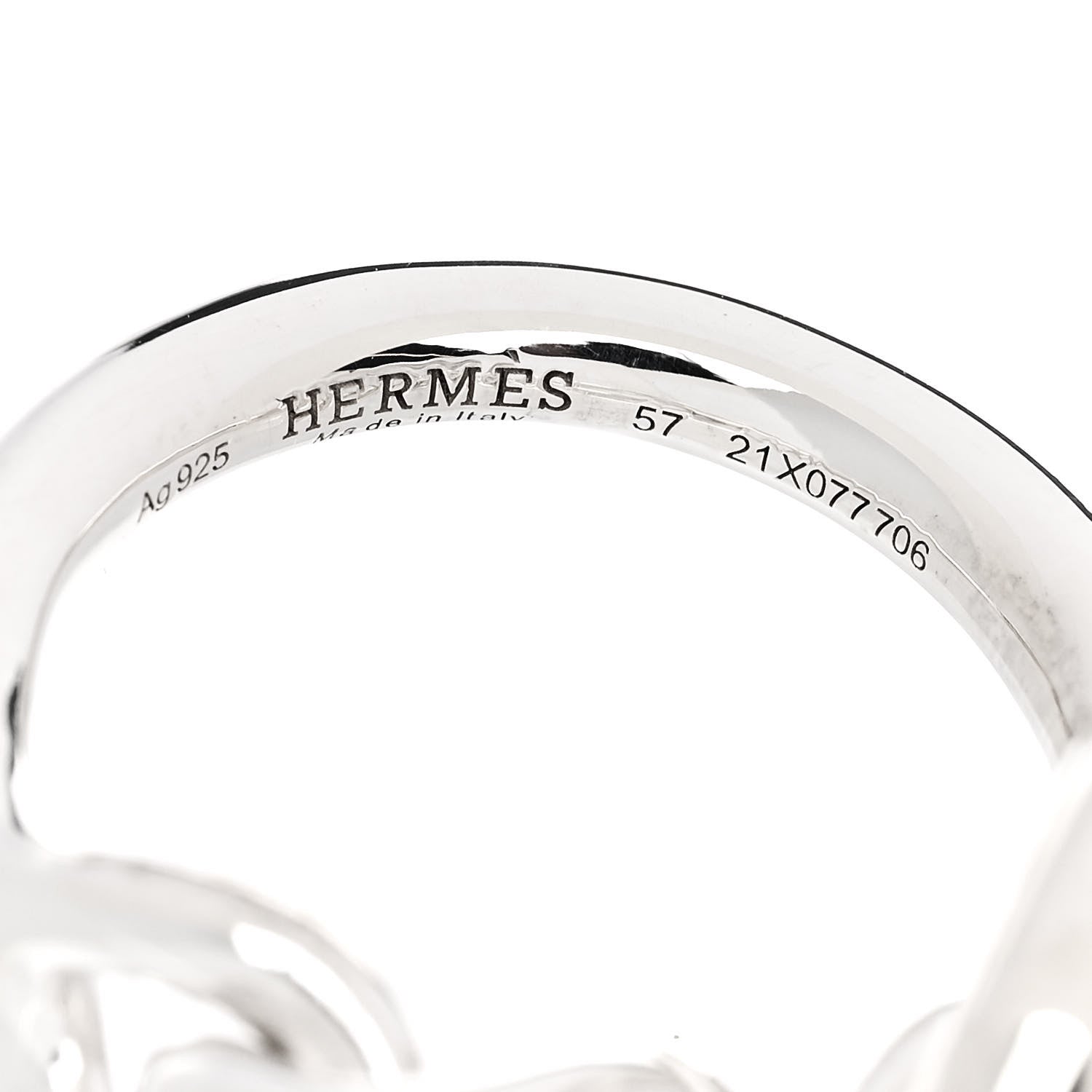 Hermes Sterling Silver GM Croisette Ring 57 8 4 of 5