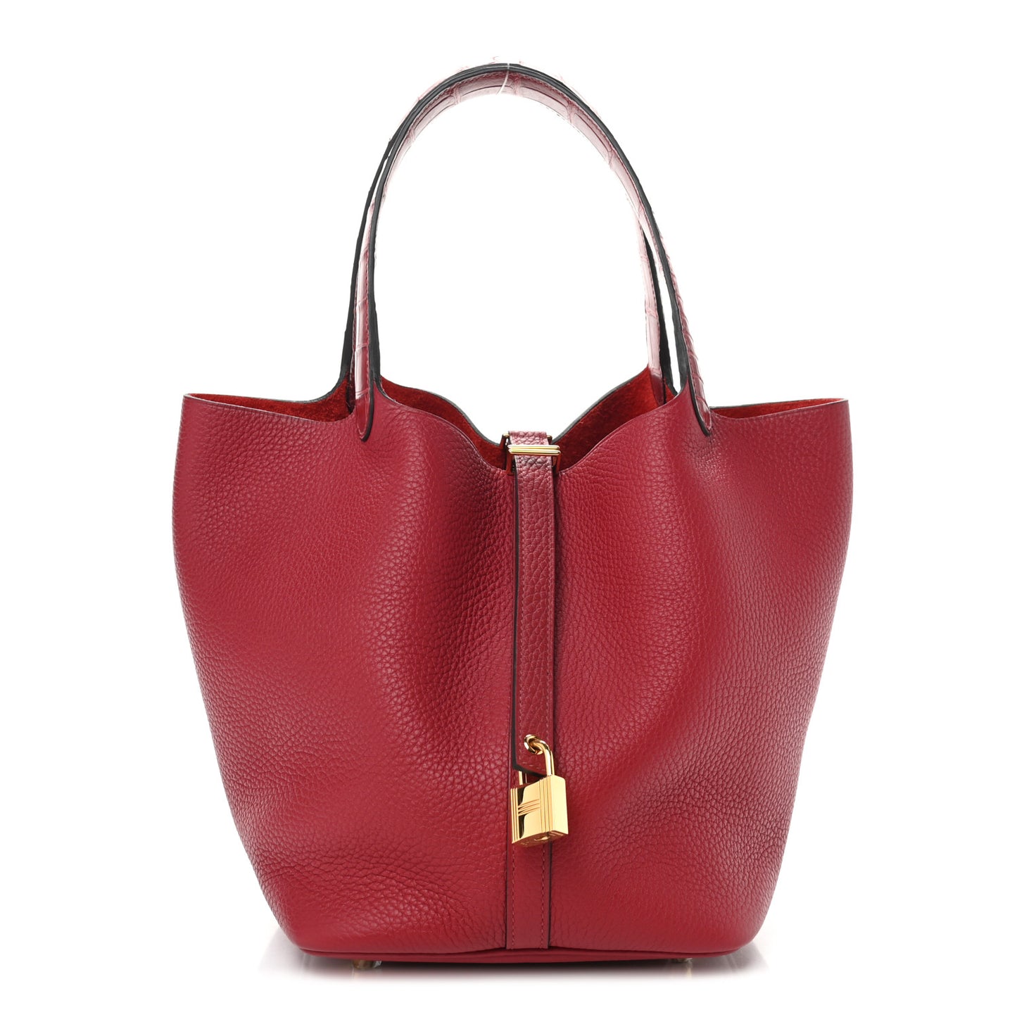 Taurillon Clemence Matte Alligator Picotin Lock Touch 22 MM Rouge Grenat