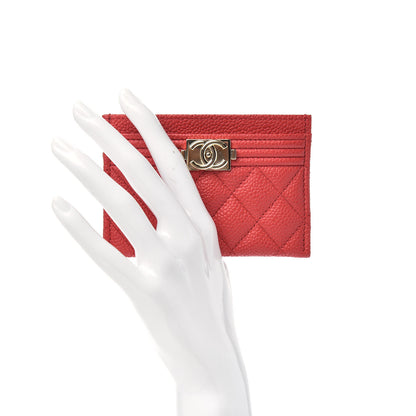 Chanel Caviar Quilted Boy Card Holder Red 2 of 7