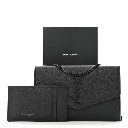 Saint Laurent Grain de Poudre Uptown Chain Wallet Black 12 of 12
