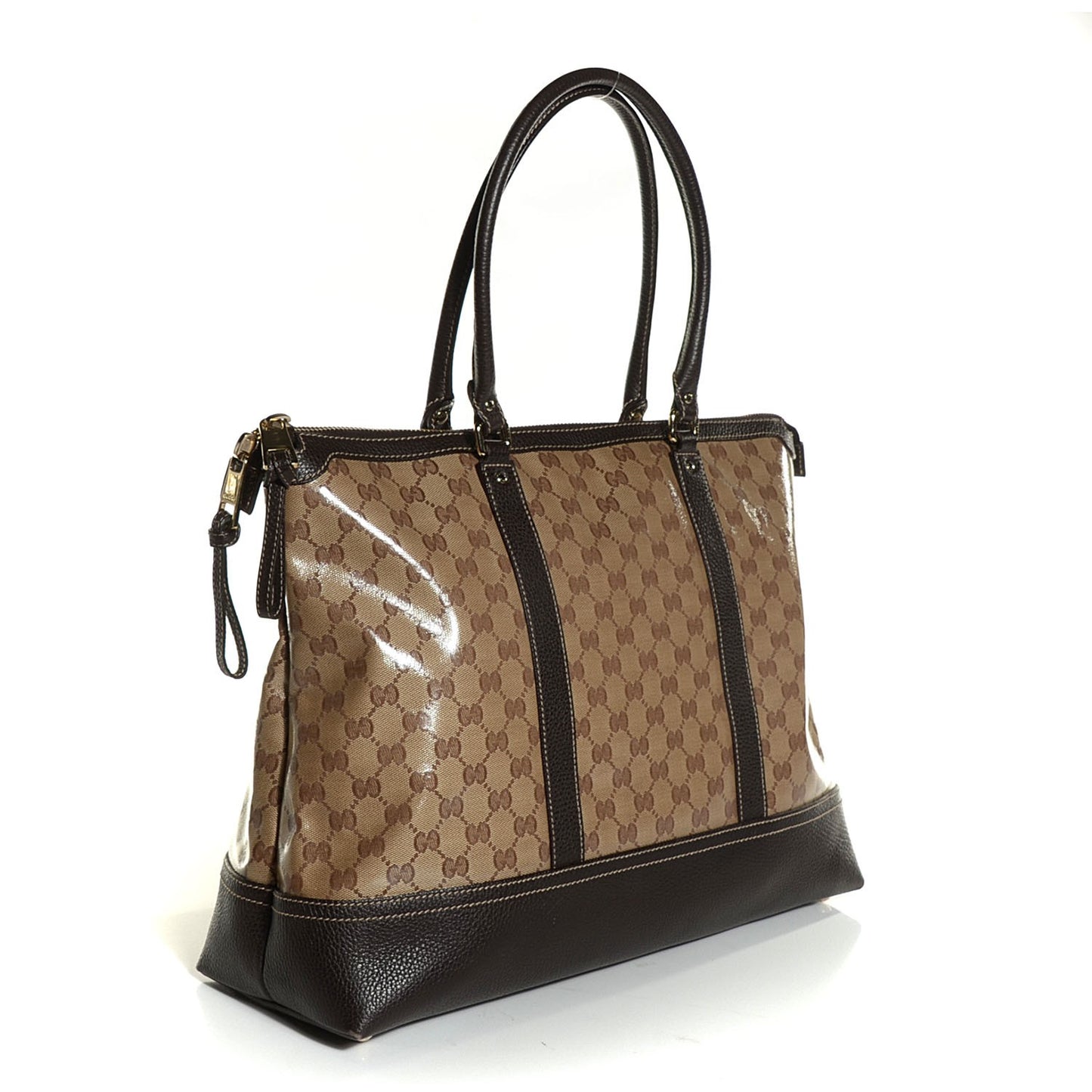 Crystal Monogram Calfskin Large Business Tote Brown