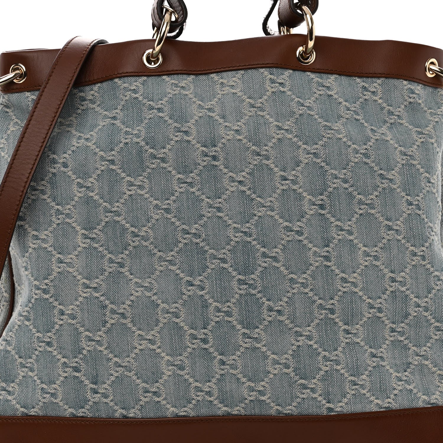 Gucci Denim Monogram Medium Valentine Top Handle Bag 8 of 11