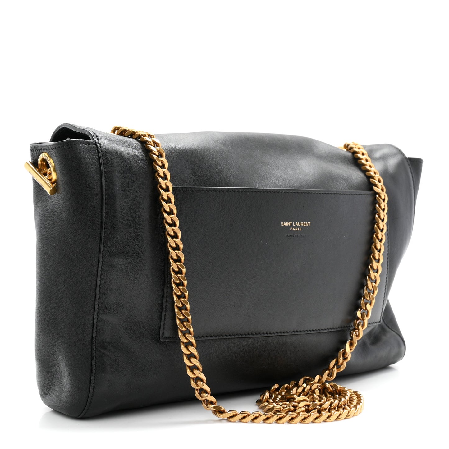 Smooth Calfskin Suede Medium Reversible Monogram Kate Satchel Black