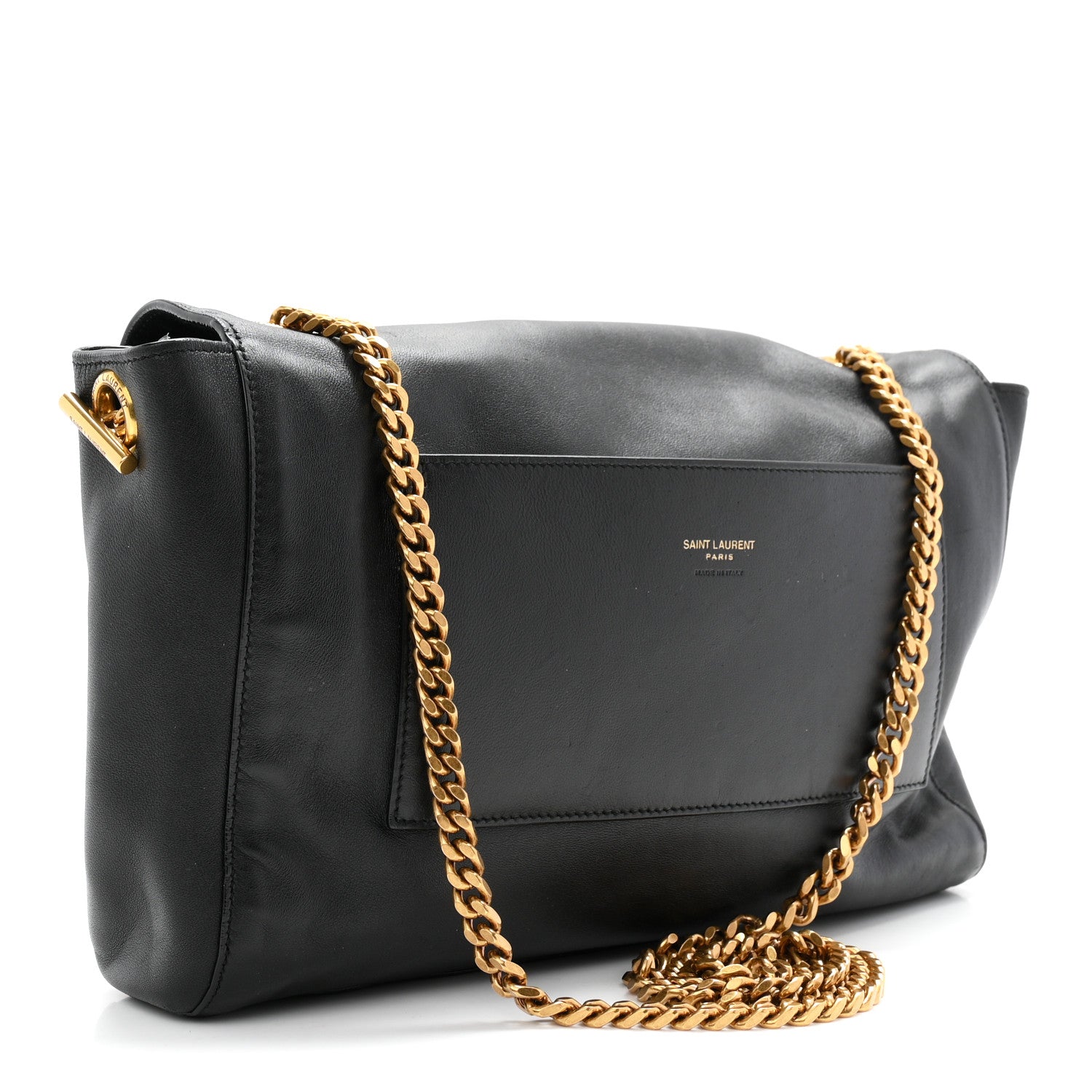 Saint Laurent Smooth Calfskin Suede Medium Reversible Monogram Kate Satchel Black 3 of 10