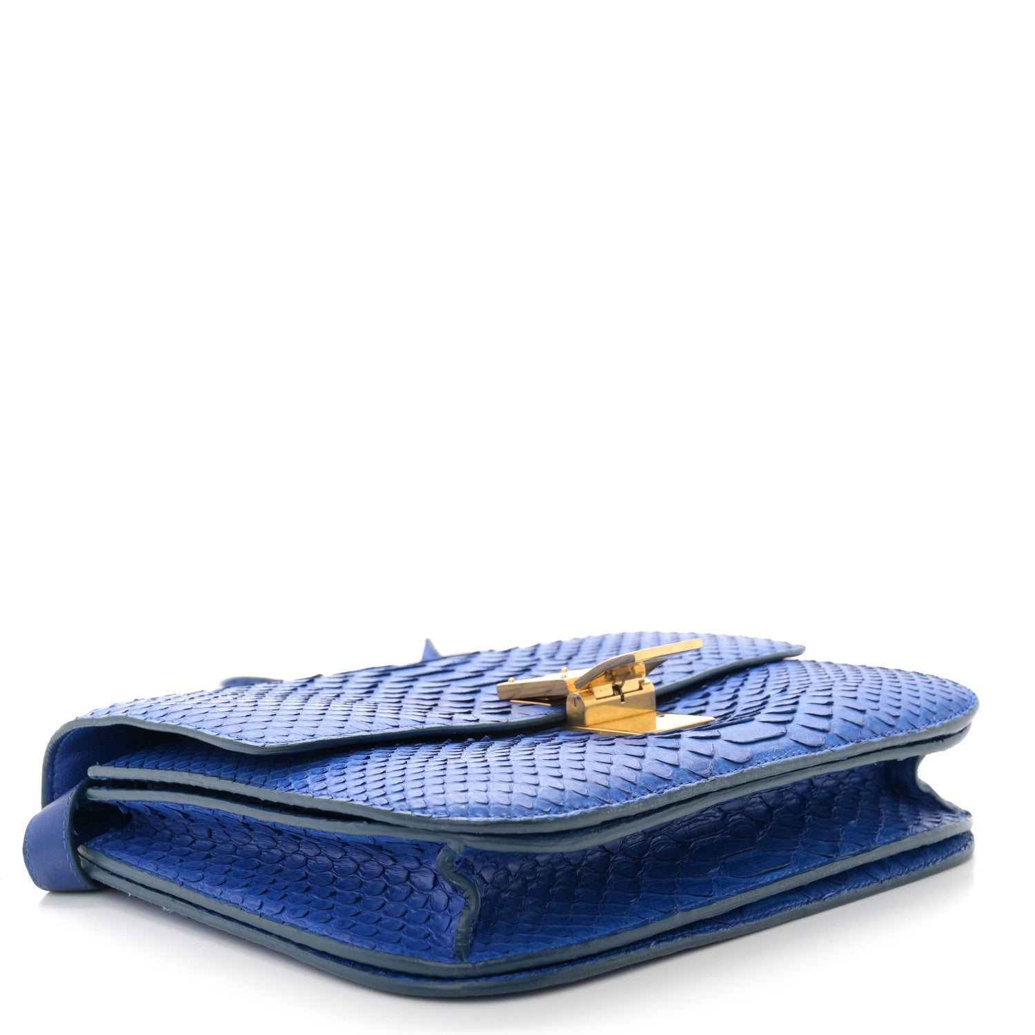 Celine Snakeskin Medium Classic Box Flap Blue 4 of 14