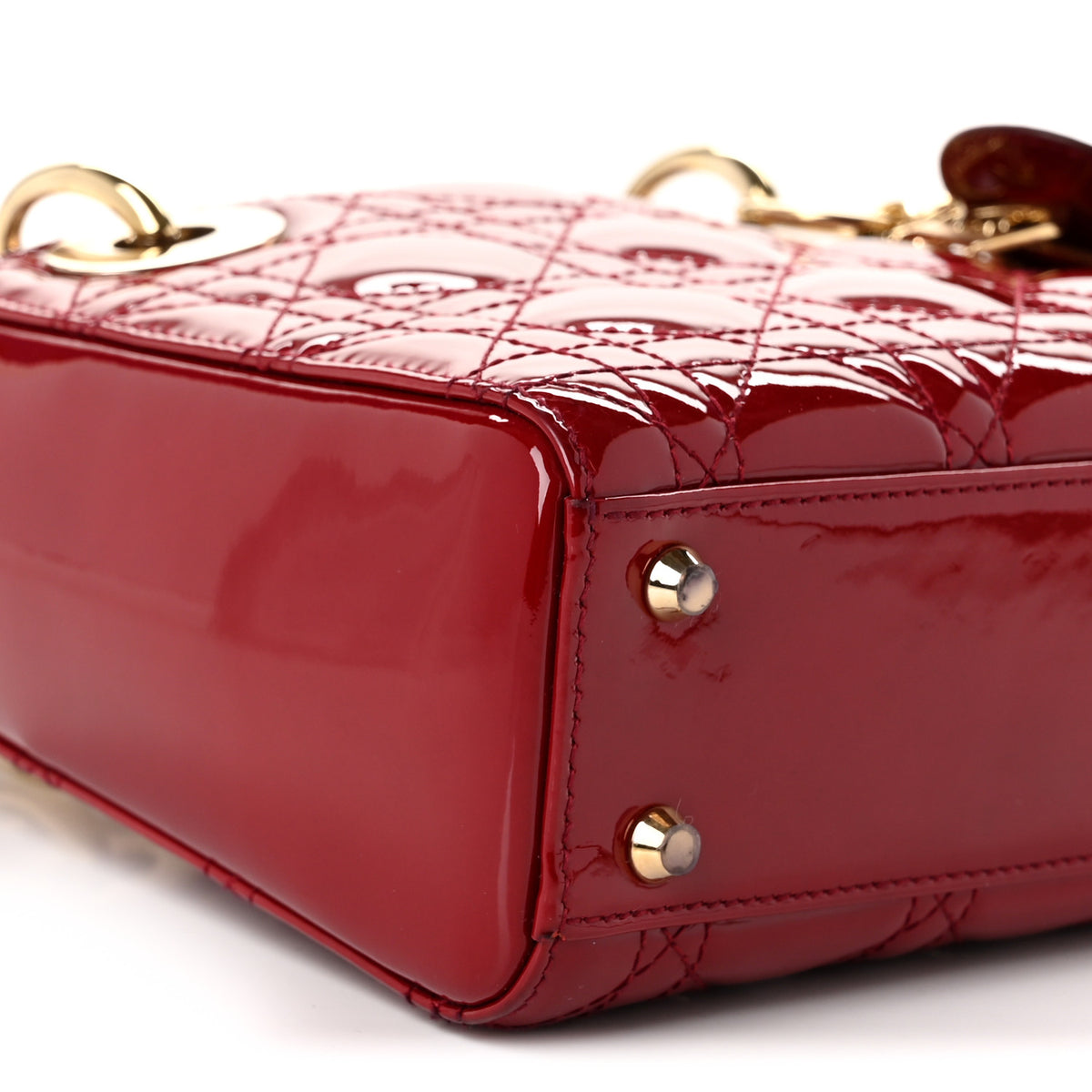 Christian Dior Patent Cannage Mini Lady Dior Red 9 of 10