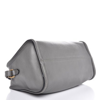 Alexander McQueen Pebbled Calfskin Small Skull Padlock Zip Around Tote Grey 4 of 7