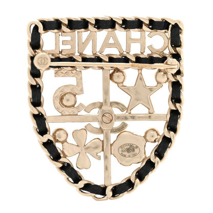 Chanel Lambskin Pearl Strass Sergeant Chanel Shield Brooch Gold 3 of 5