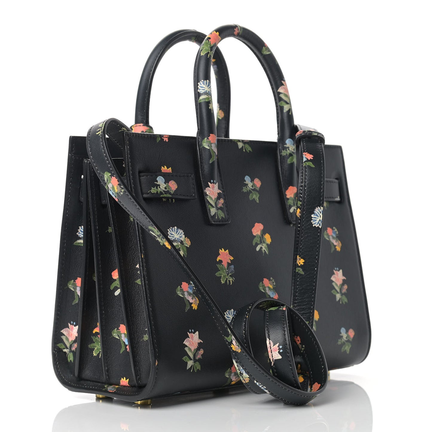 Calfskin Prairie Printed Nano Sac De Jour Black